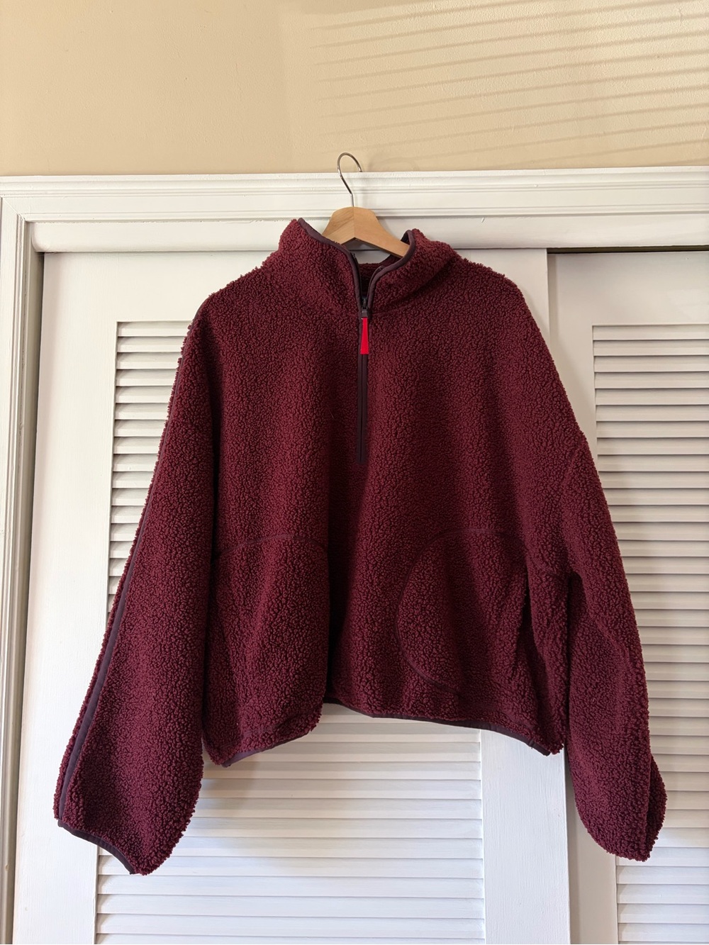 Old Navy Burgundy Sherpa Half-Zip Turtleneck Pullover